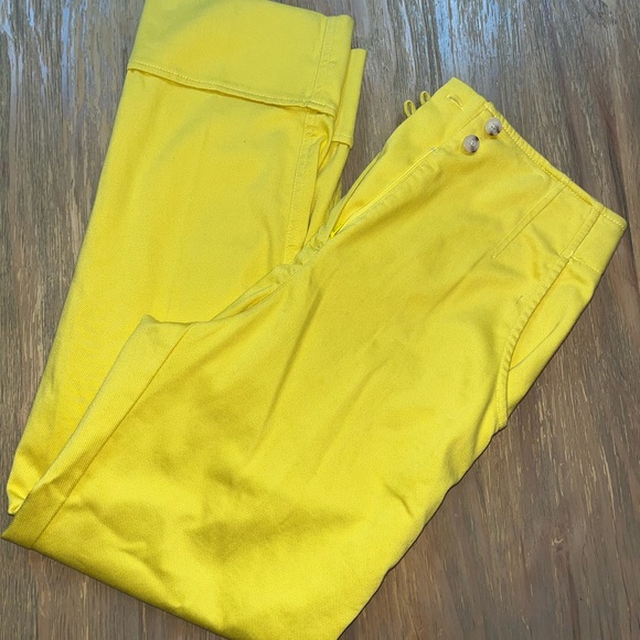 Anthropologie Maeve Yellow Cigarette Capri Pants Jeans size US10 - Picture 2 of 11